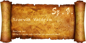 Szarvák Valéria névjegykártya