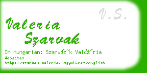 valeria szarvak business card